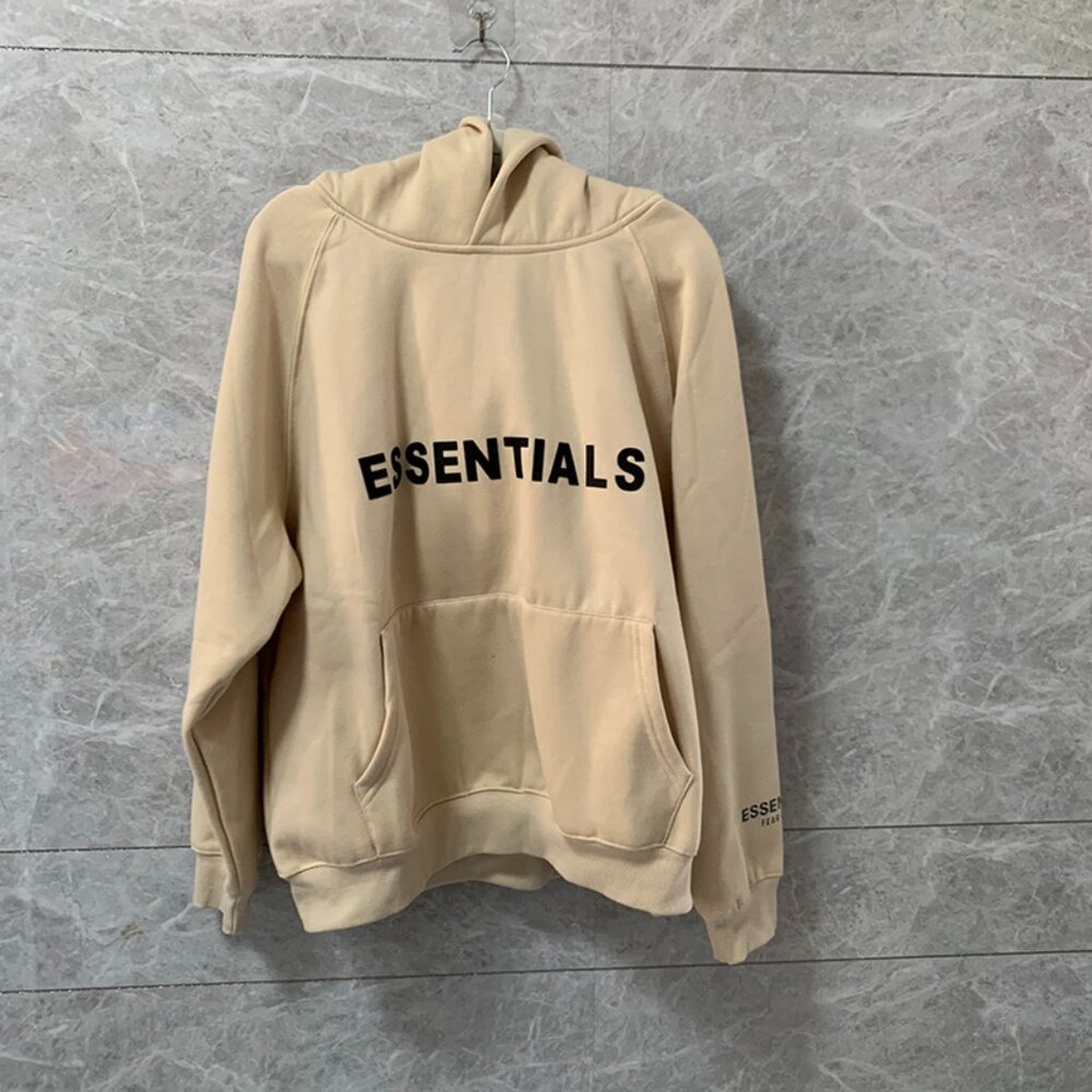 Fear of God white cotton hoodie with black lettering